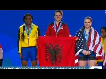 Romela Begaj makes history! She wins the first gold medal for Albania at a World Championship.